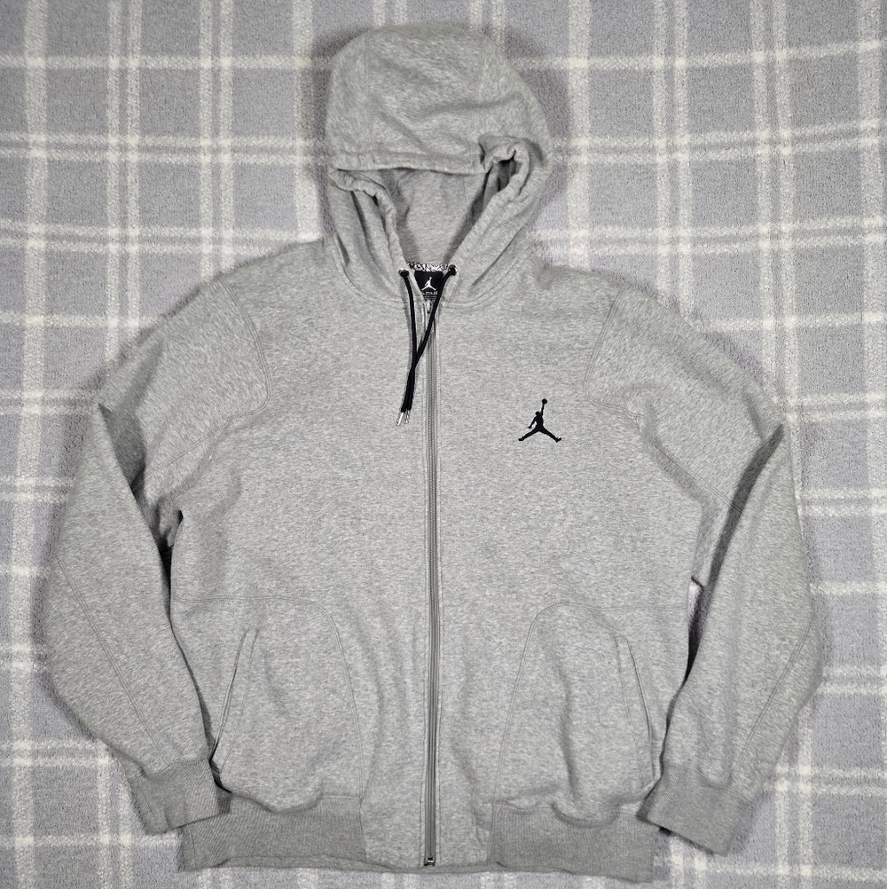 Nike Air Jordan Hoodie Men's Gray Full Zip Fleece Hoodie Embroidered Jumpman XXL